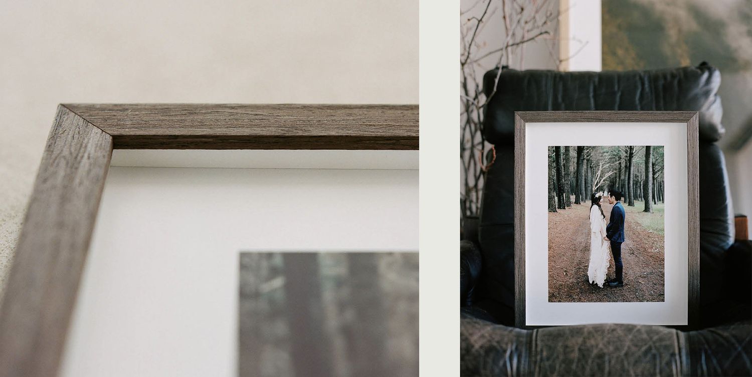 Detail of the Walnut Ultra Matte frame, highlighting how deep the frame is and how in general it looks.