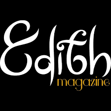 Edith magazine logo in decorative white script on black background.