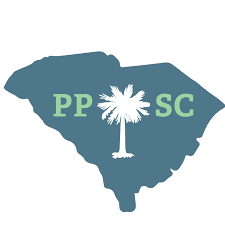 Blue outline of South Carolina with palmetto tree and PPSC text overlay.