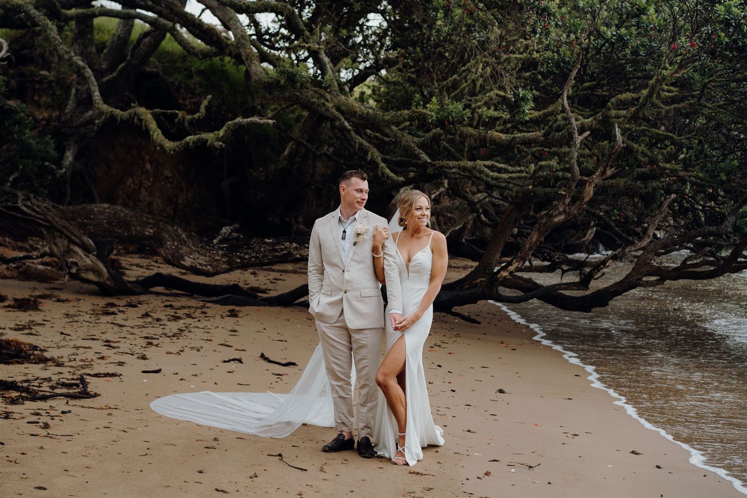 Couple sharing a romantic moment on a beach