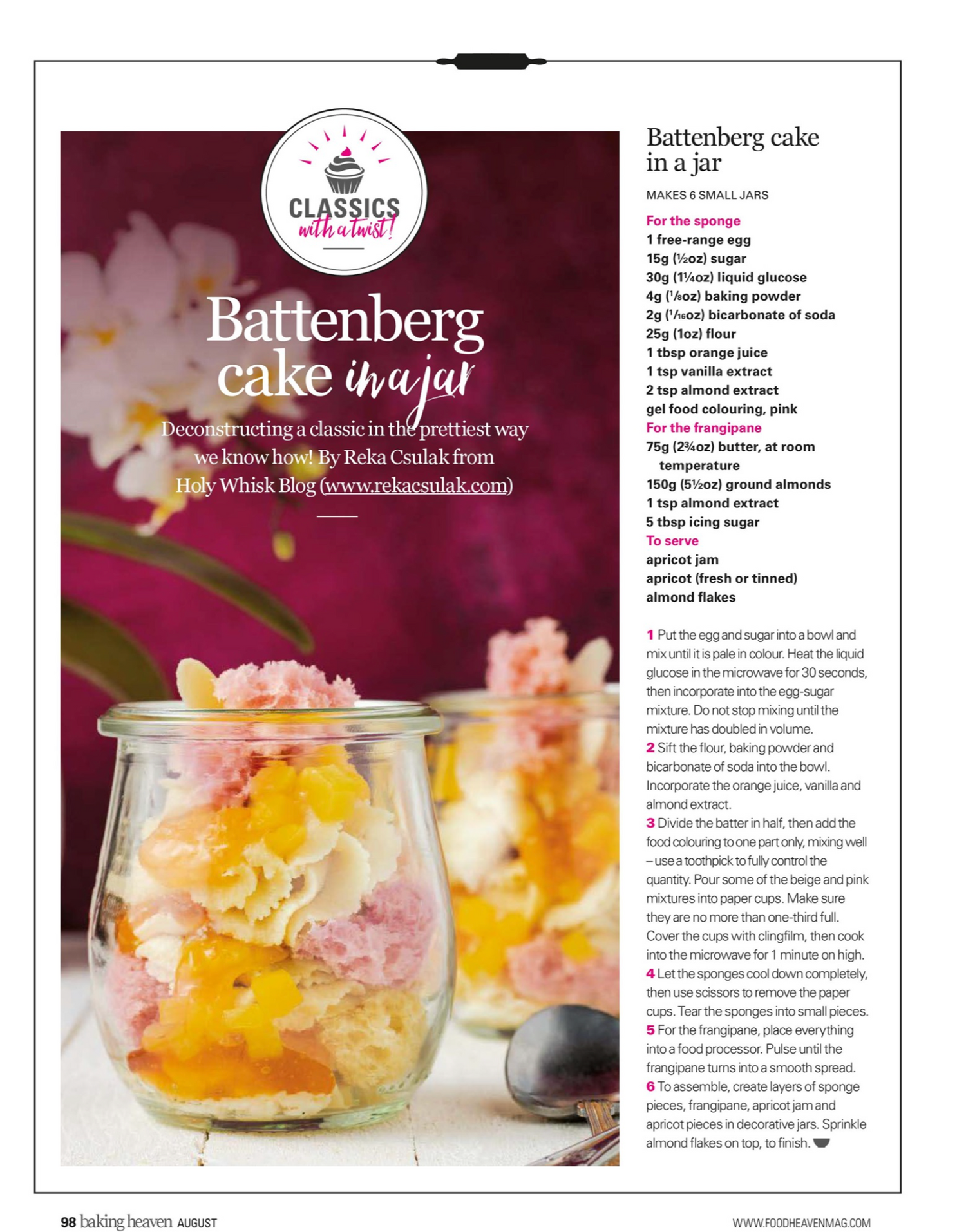 Bake & Decorate (August 2019) - Classics With A Twist - Battenberg Cake In A Jar Recipe - Photo by © Reka Csulak Three P