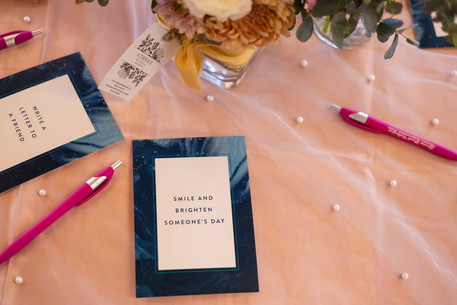 The Divine Pearl Collective women event photography in Edmonds, WA  table decoration of place setting quote