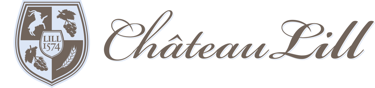 Chateau Lill winery logo with shield emblems and decorative text design.