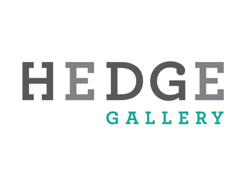Clean typography logo design for HEDGE gallery in modern style.