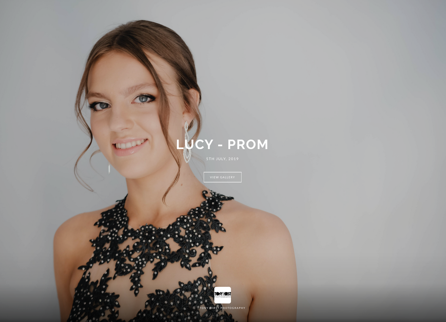 Pixieset online gallery landing page of Lucy's prom event photo's from Nailcote Hall Hotel in Warwickshire.