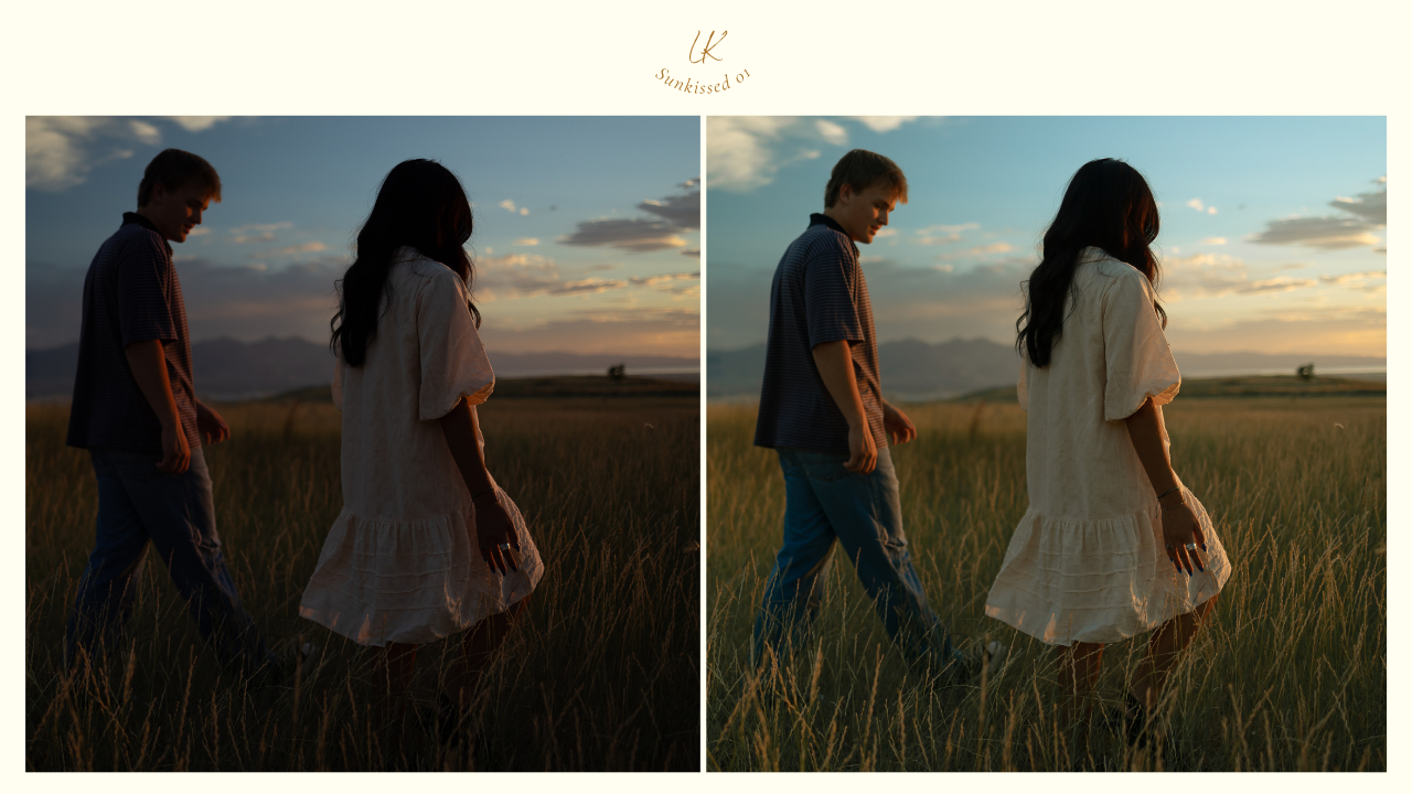 A before and after with cinematic Lightroom presets