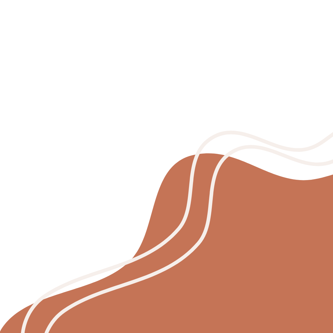 Abstract terracotta colored shapes flowing across white background.