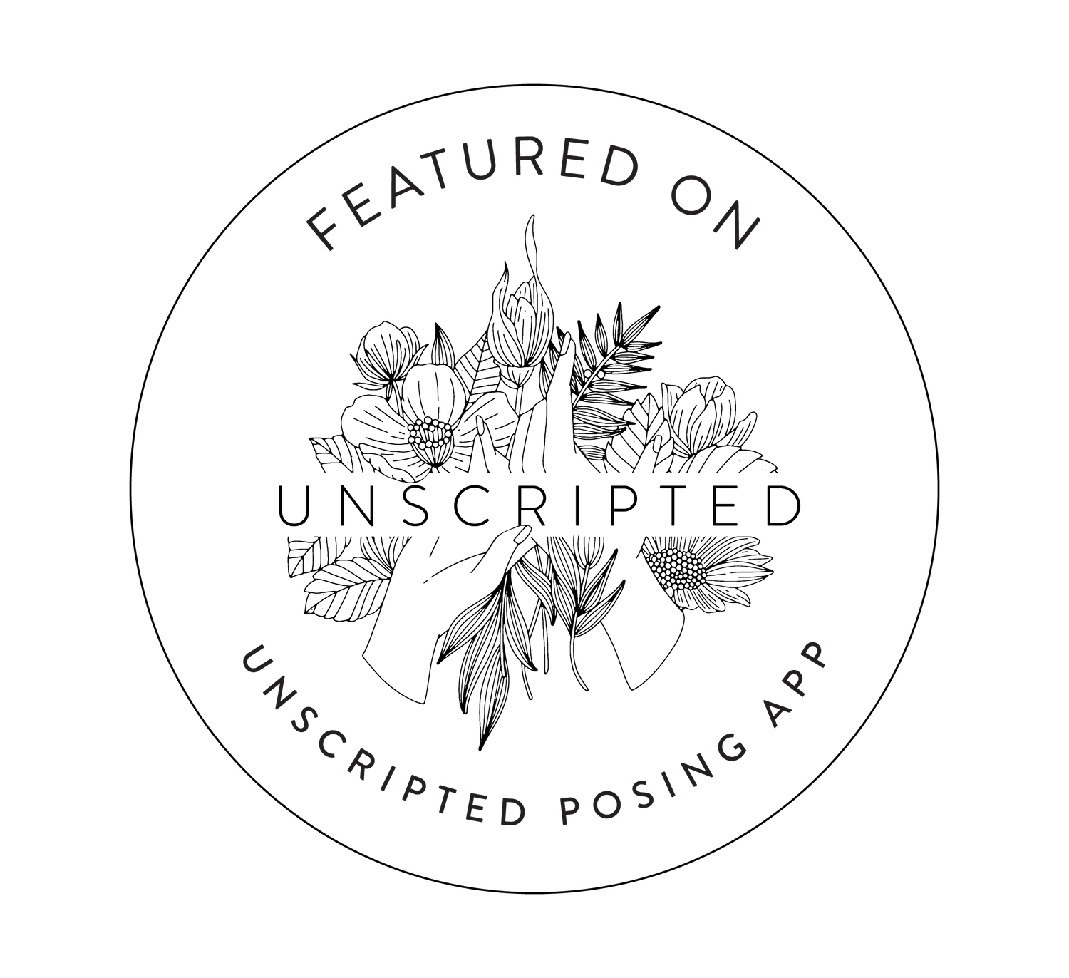Black circular badge design with 'Featured On' text against dark background.