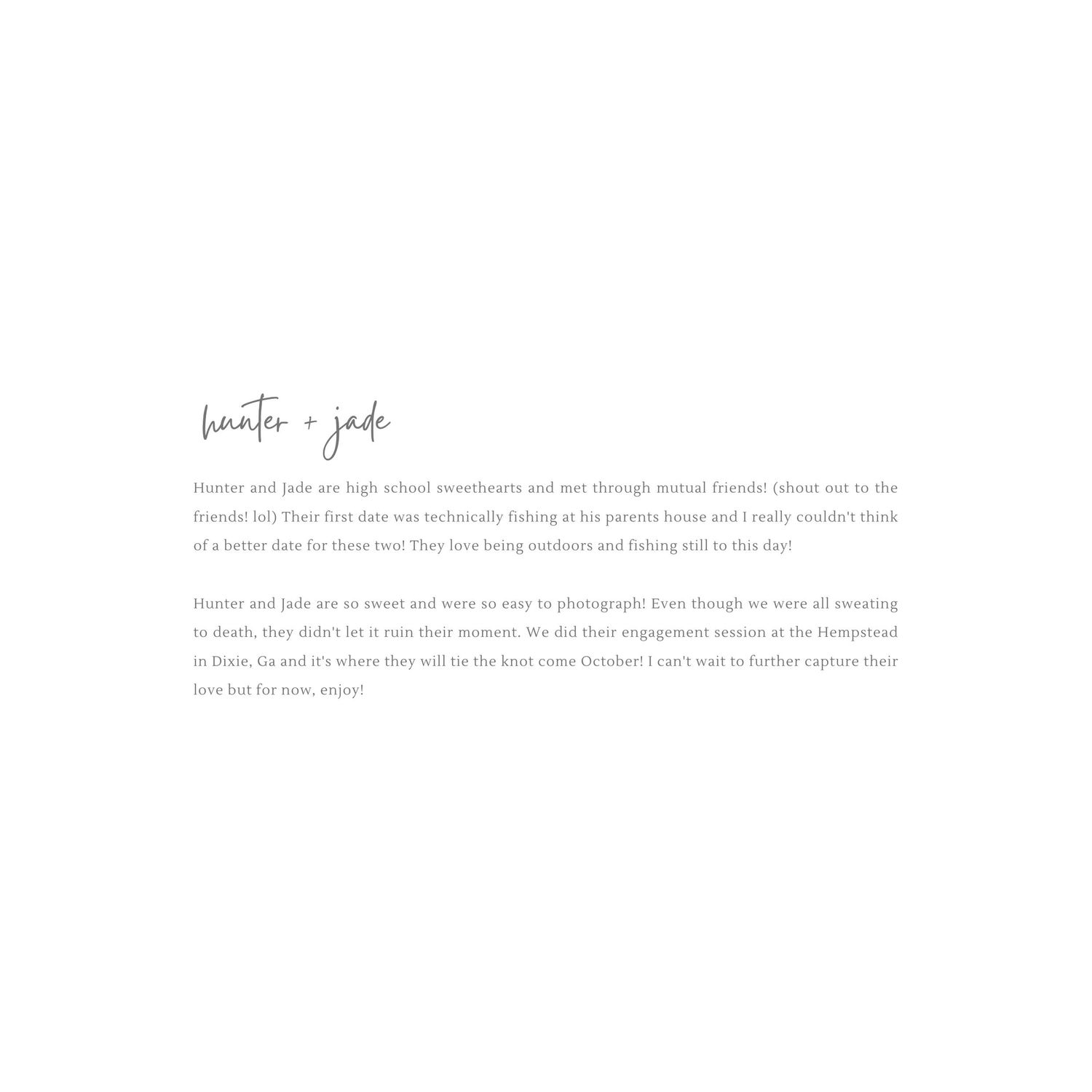 Wedding website text block with romantic story content in minimal design.