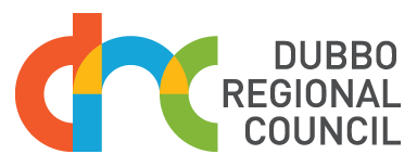 Modern Dubbo Regional Council logo in orange, blue and green colors.
