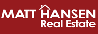 Matt Hansen Real Estate logo banner in red and white.