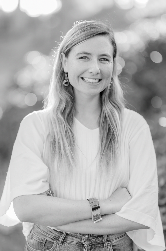 Black and white portrait series featuring relaxed poses and genuine smiles.