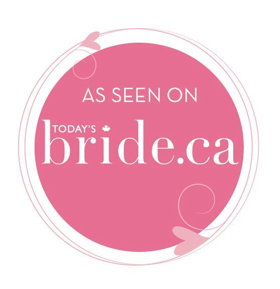 Pink circular logo badge for Today's Bride Canada website featuring white text.