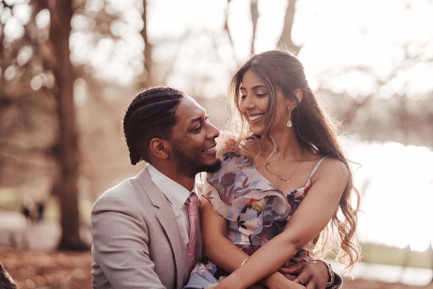 hindu asian indian couple cute moment amongst trees