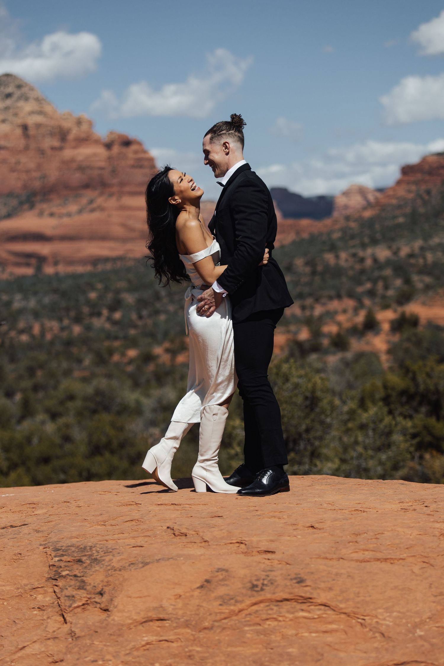 Sedona Arziona, Wedding Couple joking around.