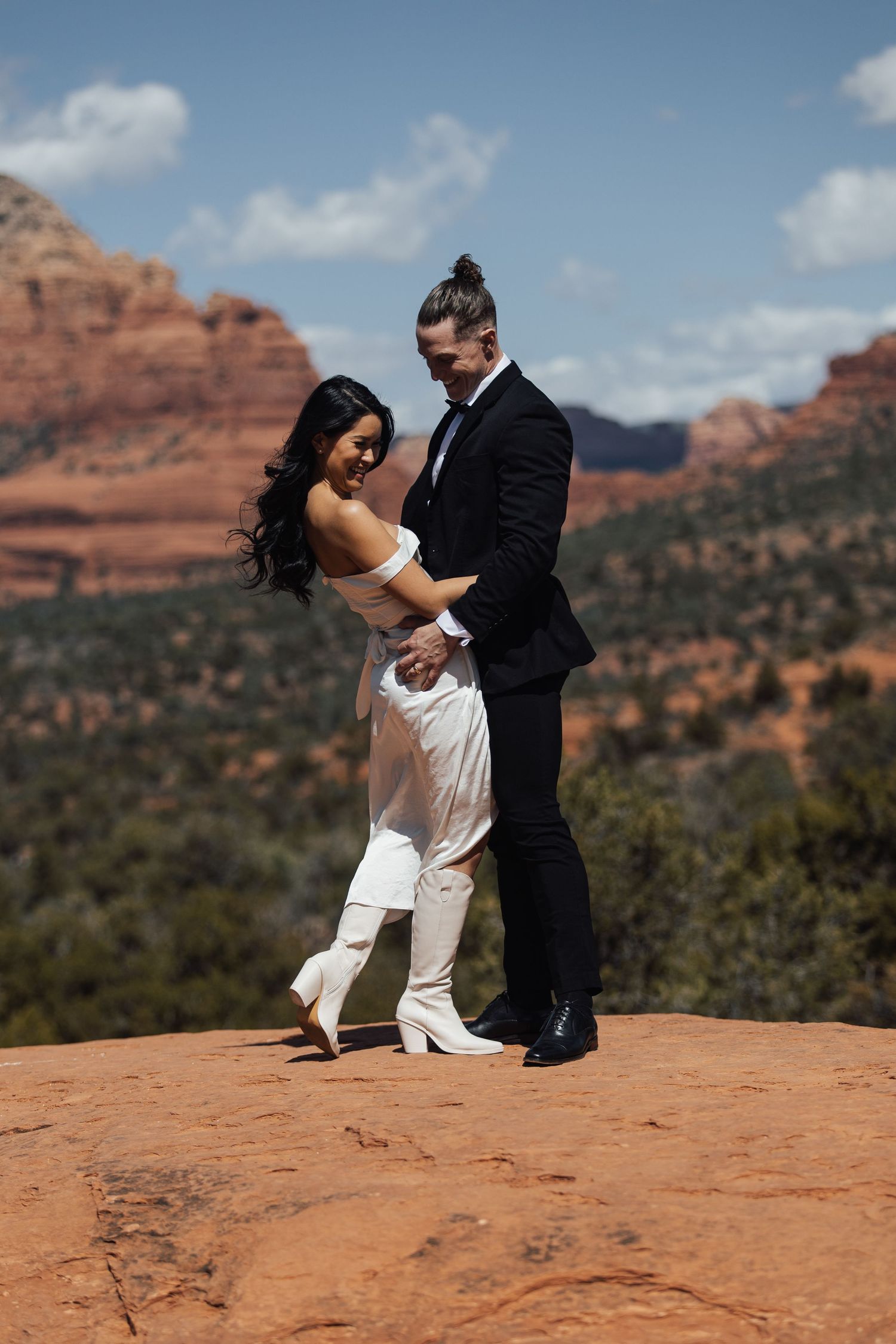Sedona Arziona, Wedding Couple joking around.