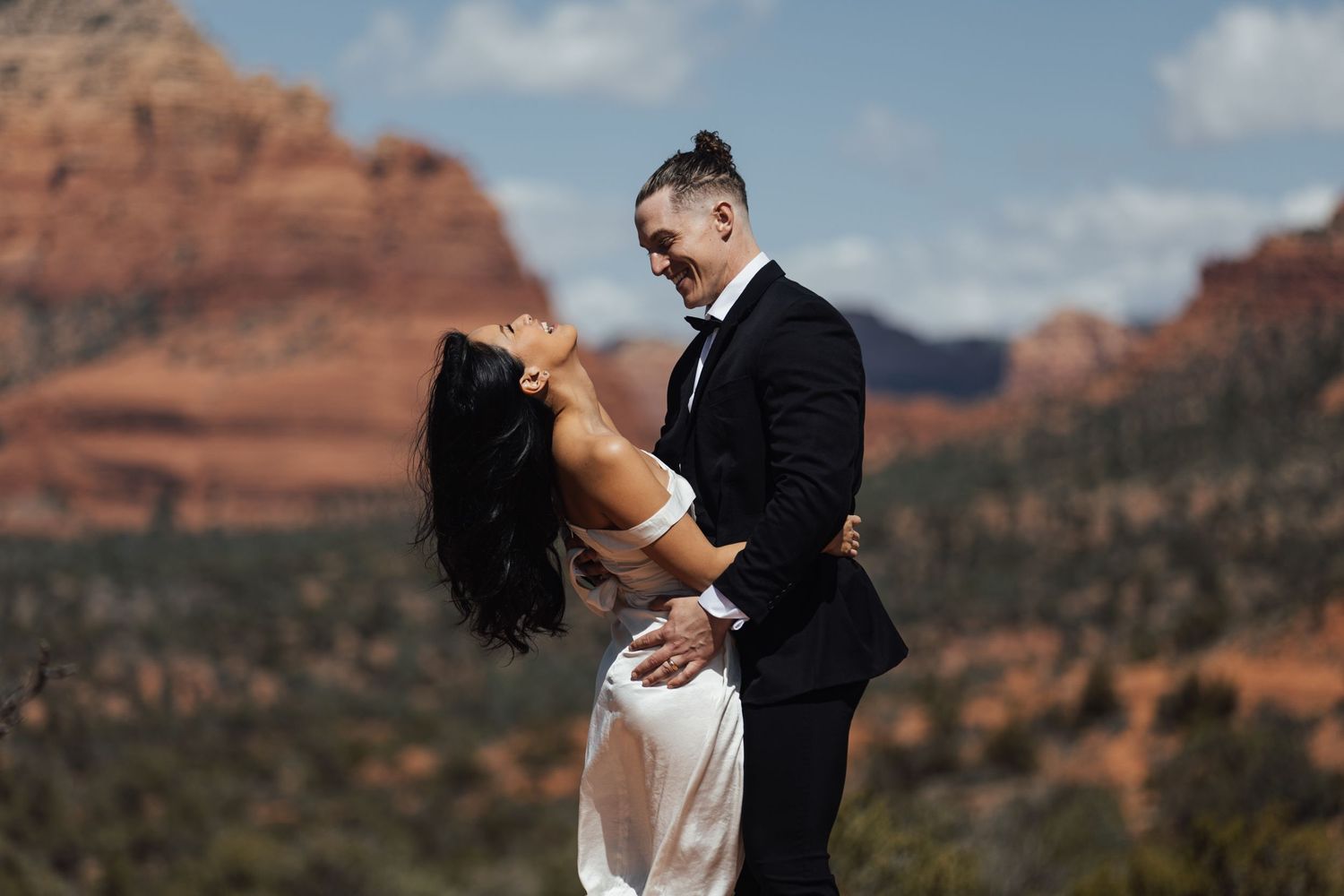 Sedona Arziona, Wedding Couple joking around.