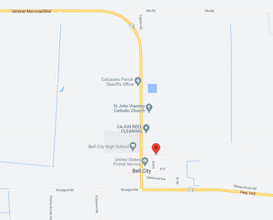 Map showing location markers and road intersections.