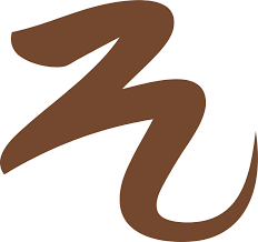 Abstract brown curved letter mark design.
